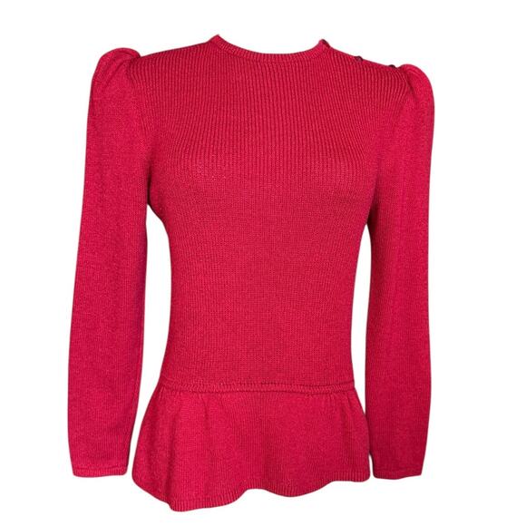 St John Vintage Wool Blend Long Sleeves Knit Sweater with Peplum Waist Size S - Picture 1 of 8